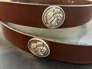Brown Genuine Leather Belt with 4 Bucc-ees Conchos Size 46